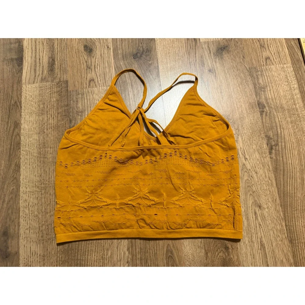 Free People Bralette Womens One Size Mustard Yellow Adult Crochet Strappy